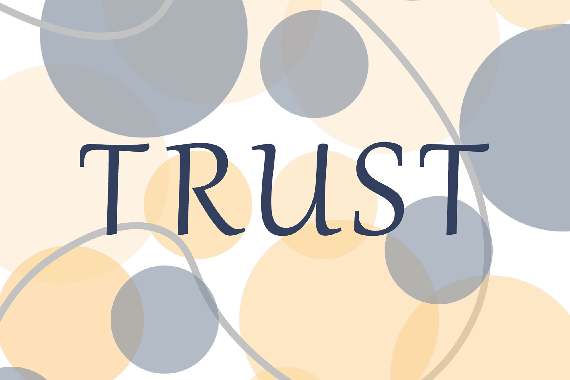 tekst TRUST op logo closeup